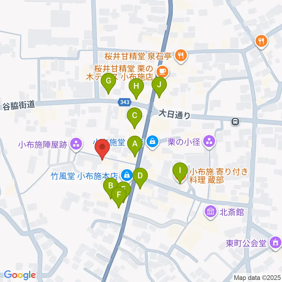 日本のあかり博物館周辺のファミレス・ファーストフード一覧地図