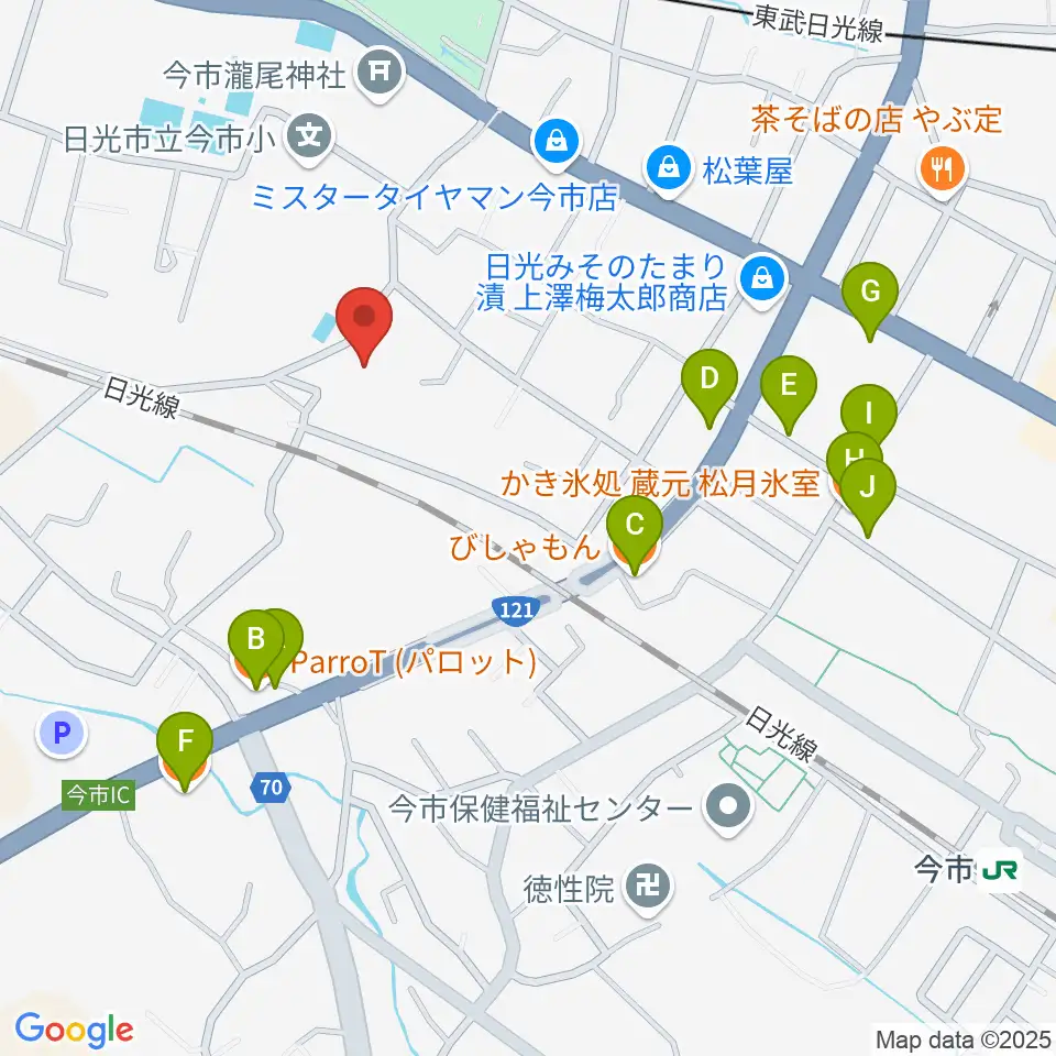 日光市歴史民俗資料館・二宮尊徳記念館周辺のファミレス・ファーストフード一覧地図