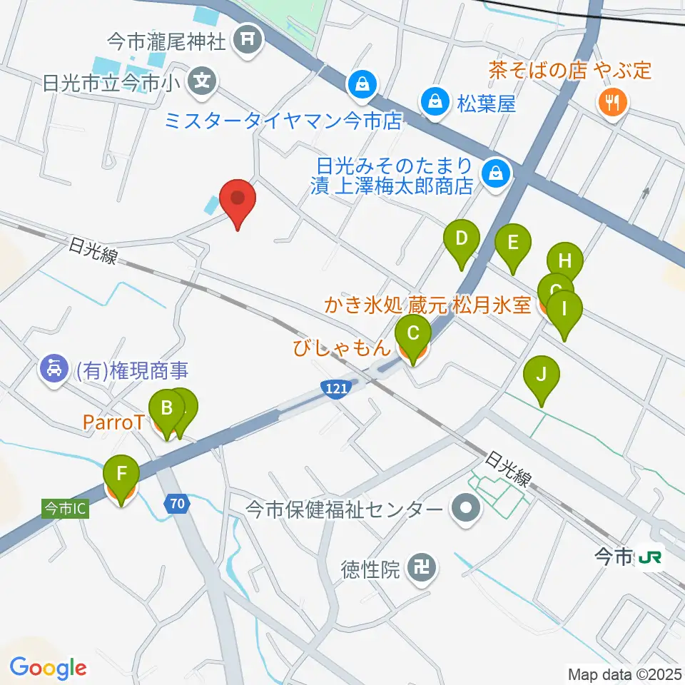 日光市歴史民俗資料館・二宮尊徳記念館周辺のファミレス・ファーストフード一覧地図