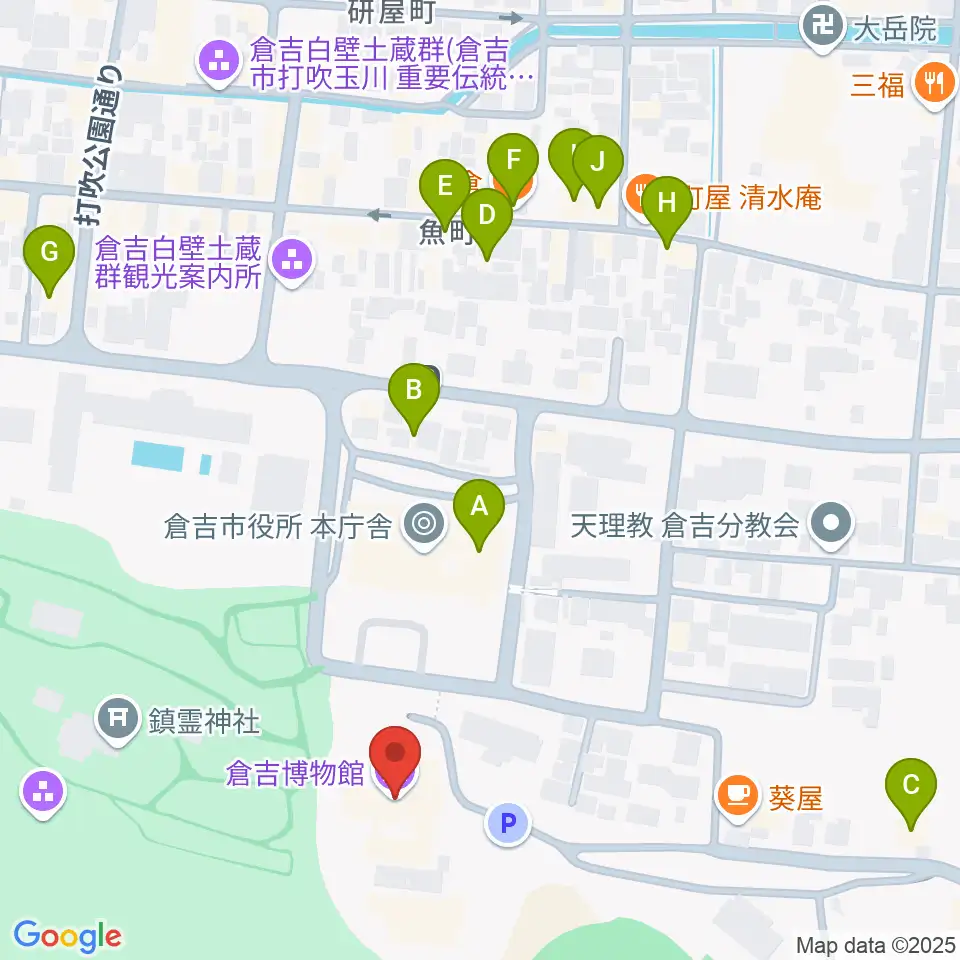 倉吉博物館周辺のファミレス・ファーストフード一覧地図