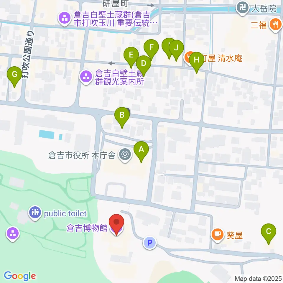 倉吉博物館周辺のファミレス・ファーストフード一覧地図