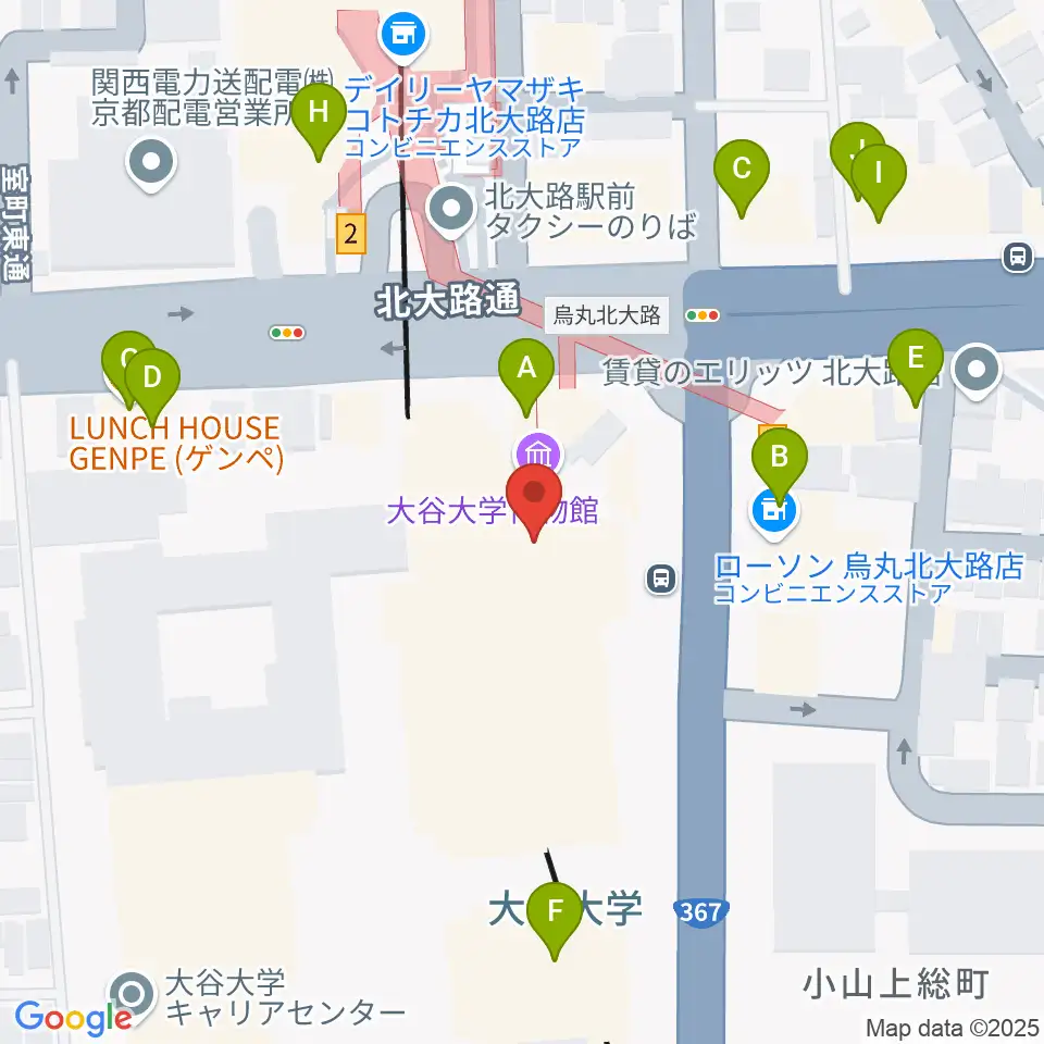 大谷大学博物館周辺のファミレス・ファーストフード一覧地図