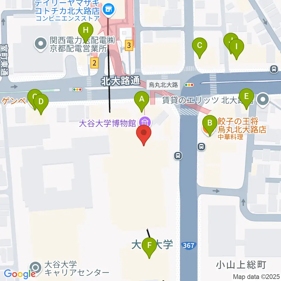 大谷大学博物館周辺のファミレス・ファーストフード一覧地図