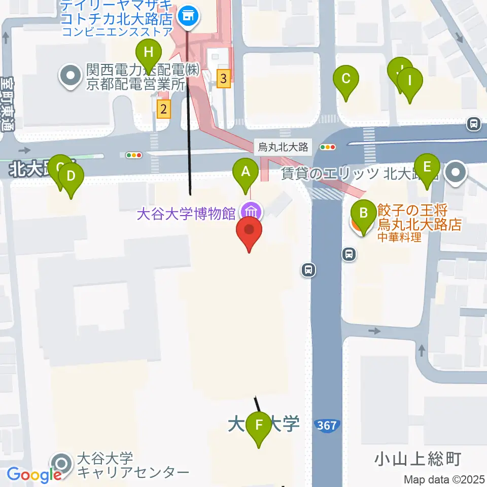 大谷大学博物館周辺のファミレス・ファーストフード一覧地図