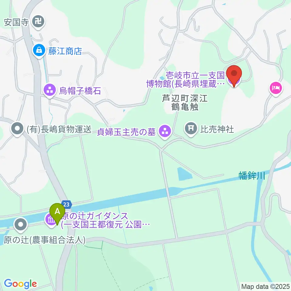 壱岐市立一支国博物館周辺のファミレス・ファーストフード一覧地図