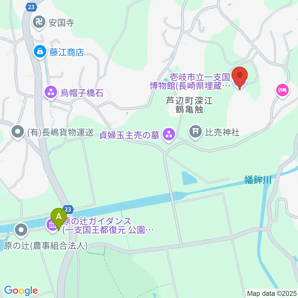 壱岐市立一支国博物館周辺のファミレス・ファーストフード一覧地図