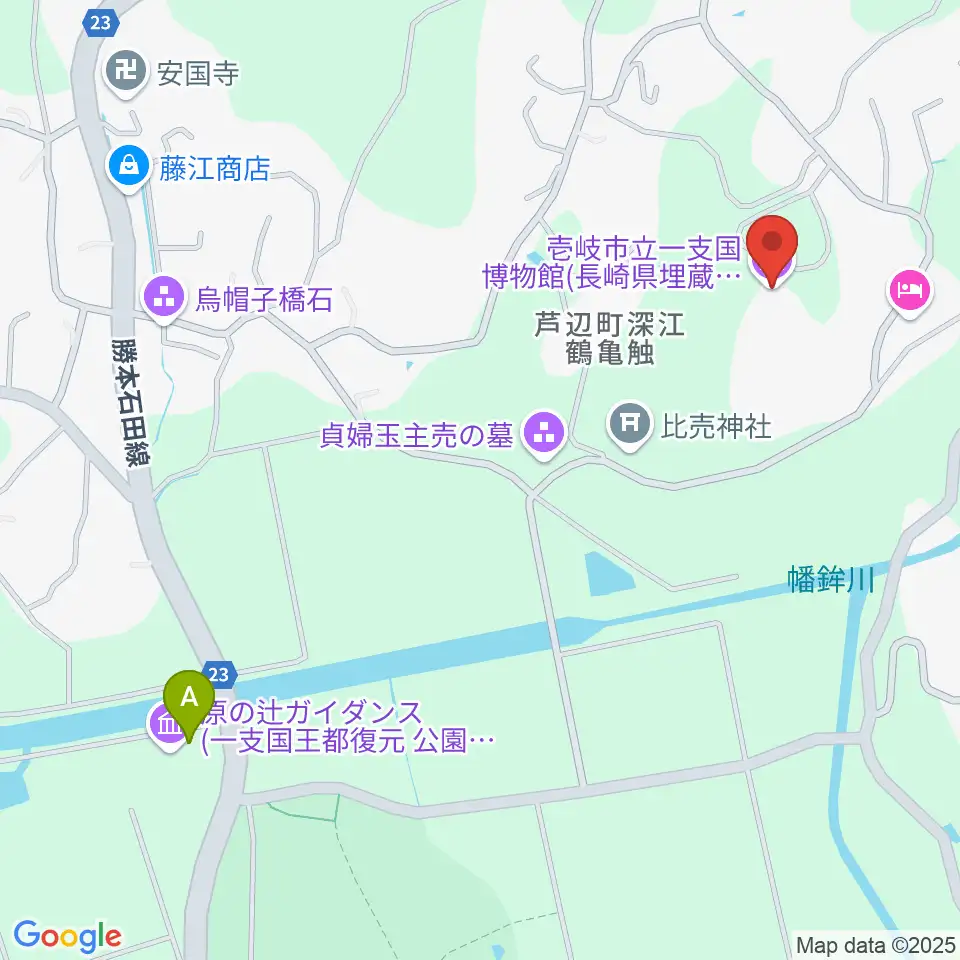 壱岐市立一支国博物館周辺のファミレス・ファーストフード一覧地図