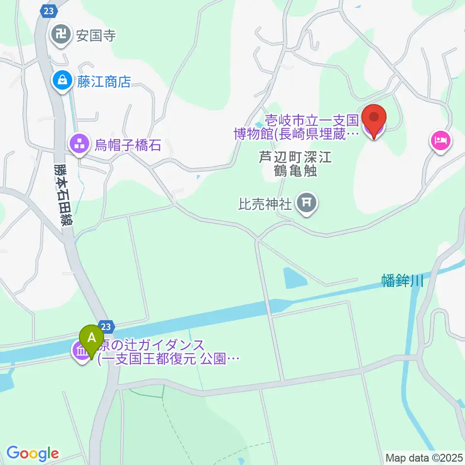 壱岐市立一支国博物館周辺のファミレス・ファーストフード一覧地図