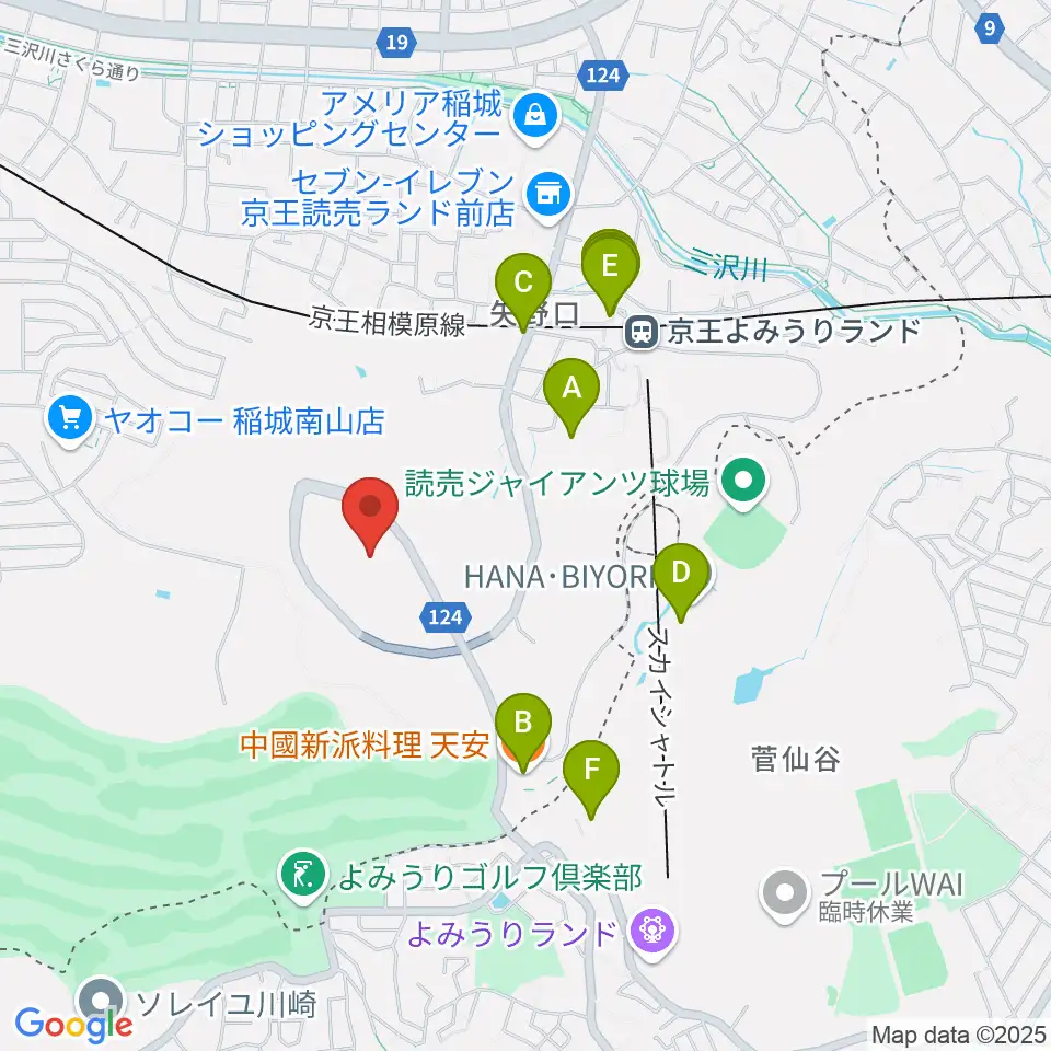 ジャイアンツタウンスタジアム周辺のファミレス・ファーストフード一覧地図