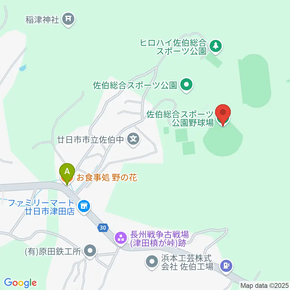 HIROHAI佐伯総合スポーツ公園野球場周辺のファミレス・ファーストフード一覧地図