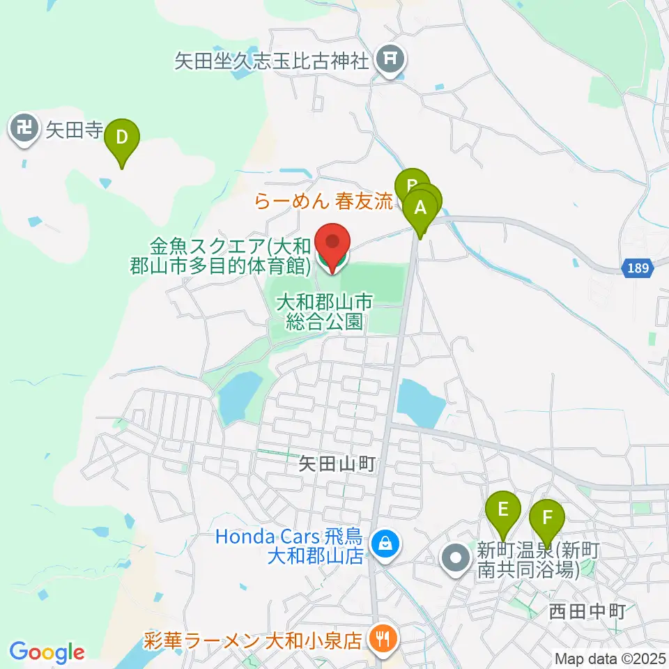 大和郡山市多目的体育館 金魚スクエア周辺のファミレス・ファーストフード一覧地図