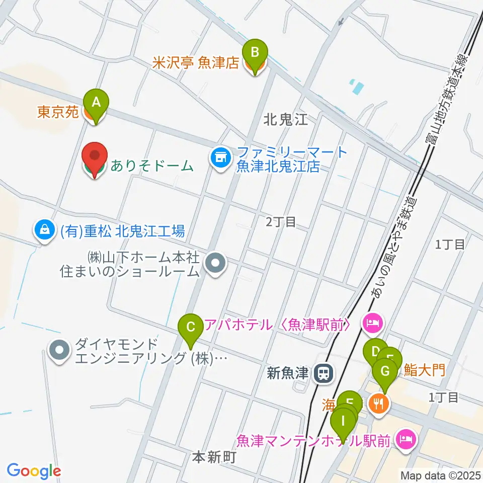 ありそドーム周辺のファミレス・ファーストフード一覧地図