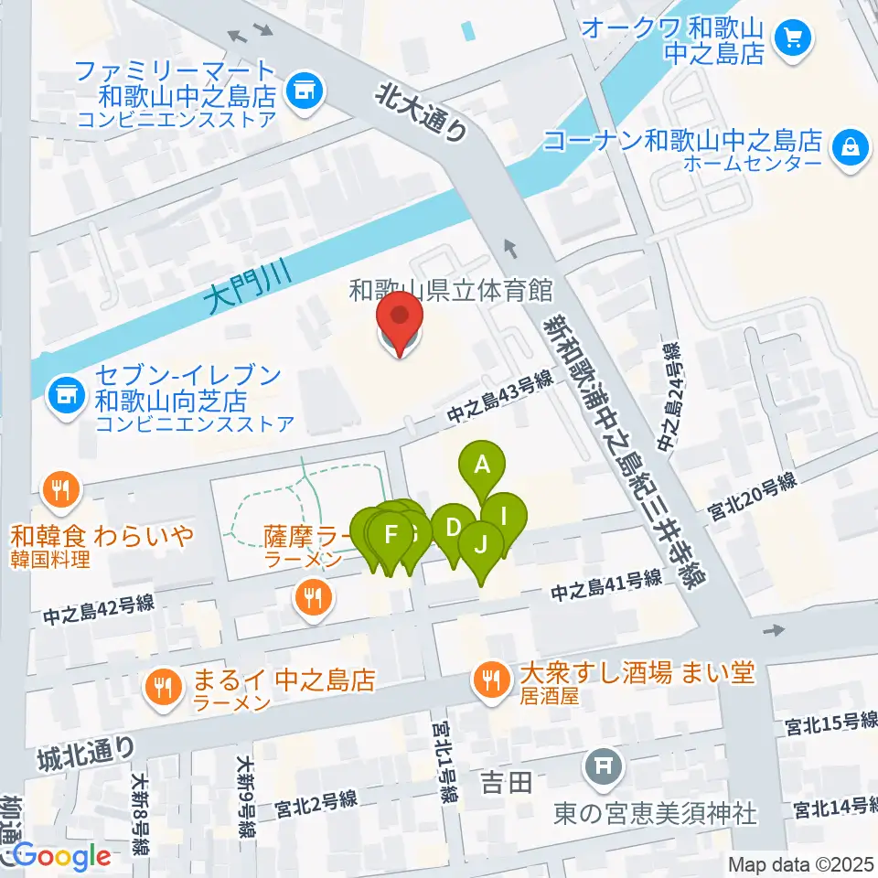 和歌山県立体育館周辺のファミレス・ファーストフード一覧地図