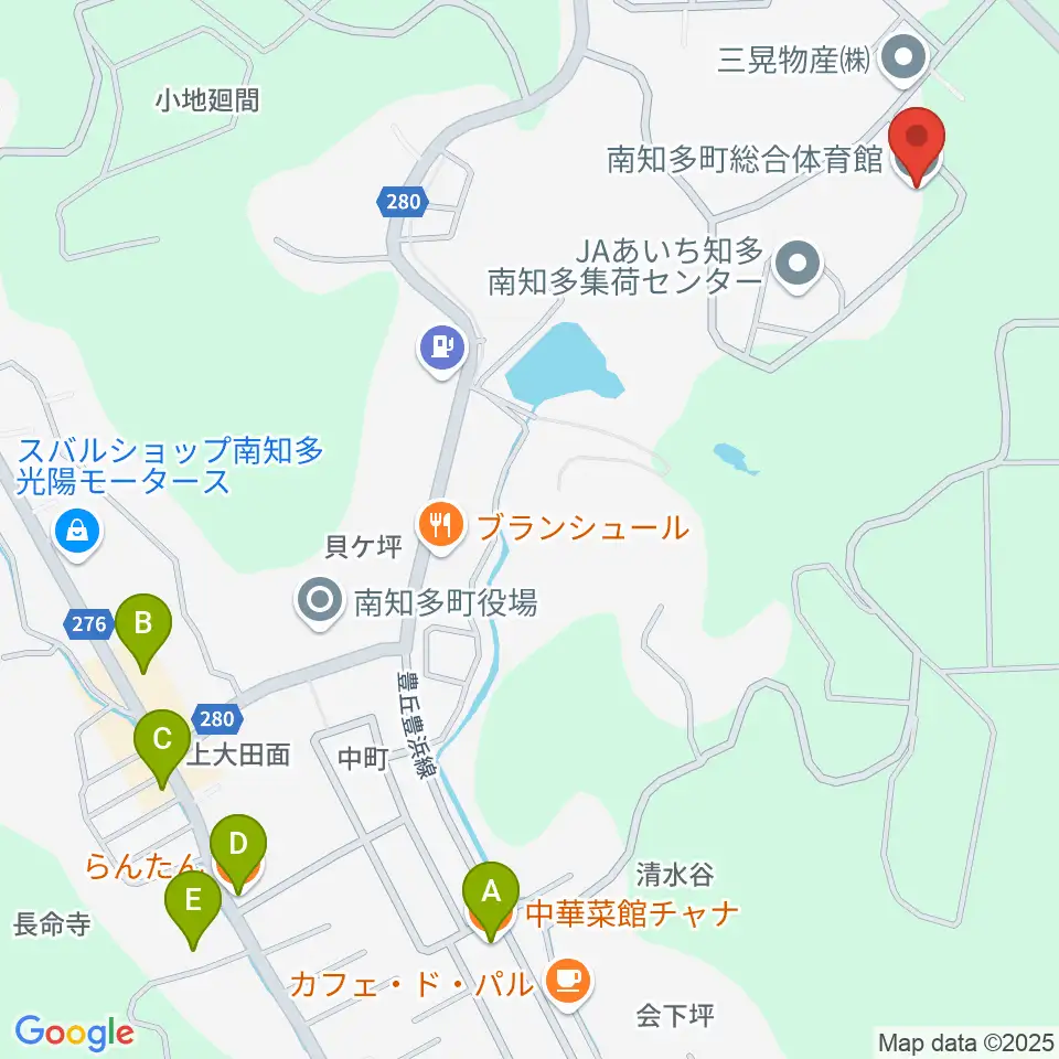 南知多町総合体育館周辺のファミレス・ファーストフード一覧地図