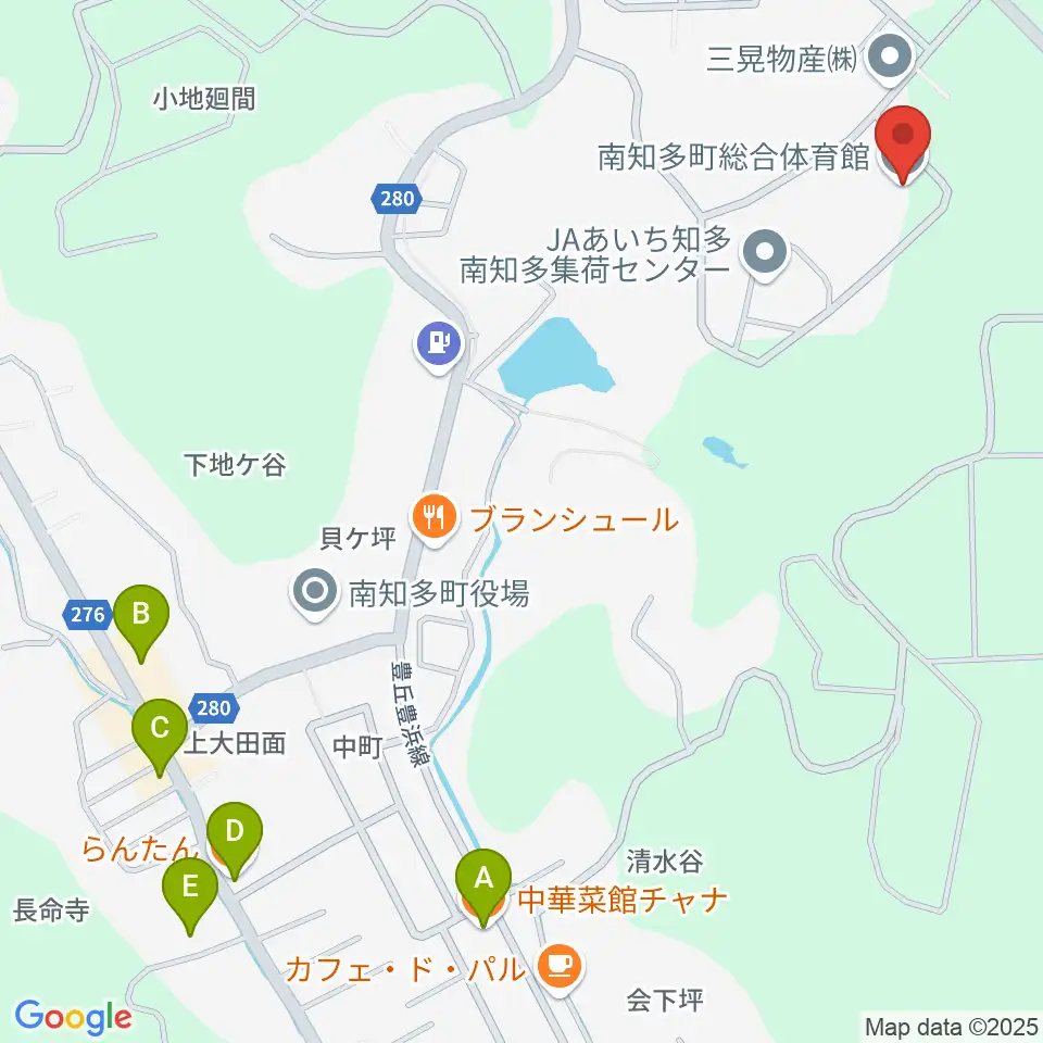 南知多町総合体育館周辺のファミレス・ファーストフード一覧地図