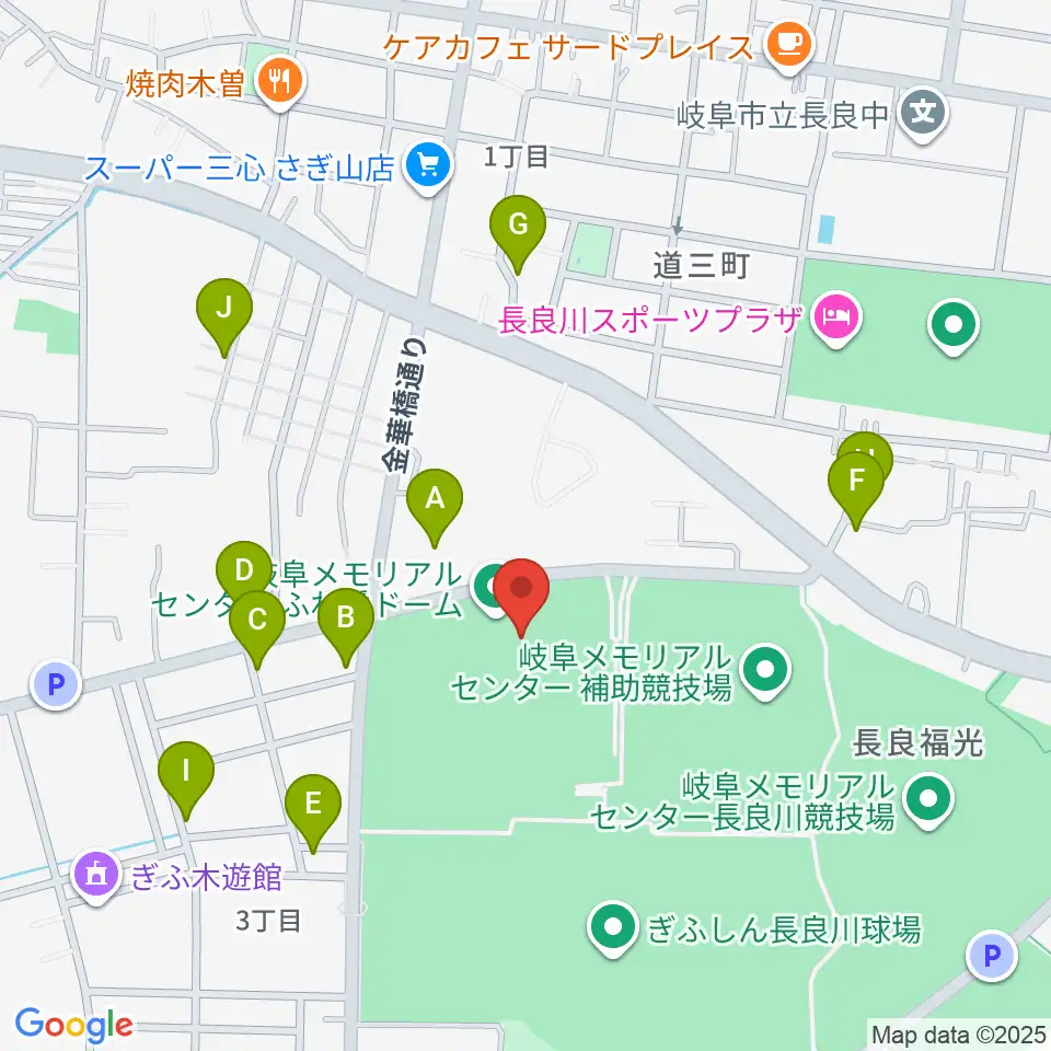 岐阜メモリアルセンターふれ愛ドーム周辺のファミレス・ファーストフード一覧地図
