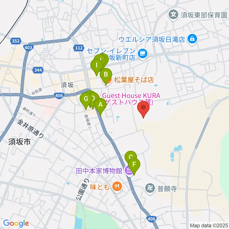 須坂市市民体育館周辺のファミレス・ファーストフード一覧地図