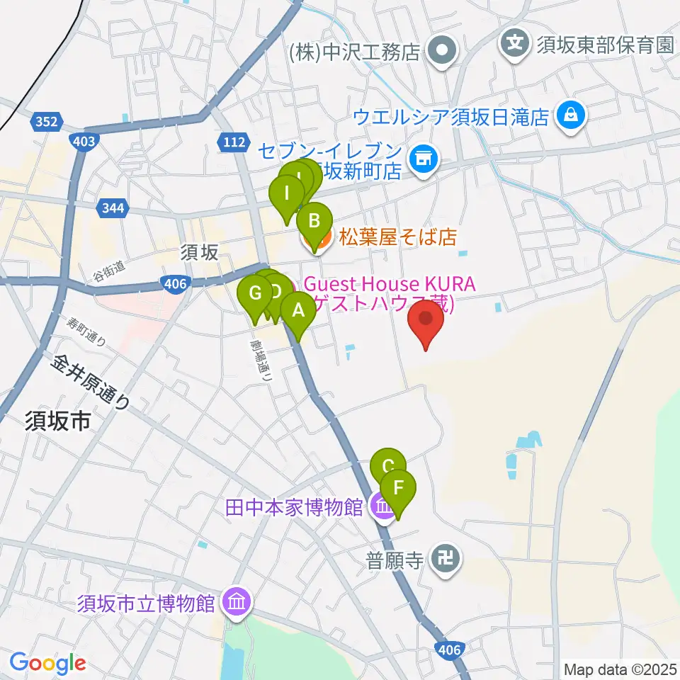 須坂市市民体育館周辺のファミレス・ファーストフード一覧地図
