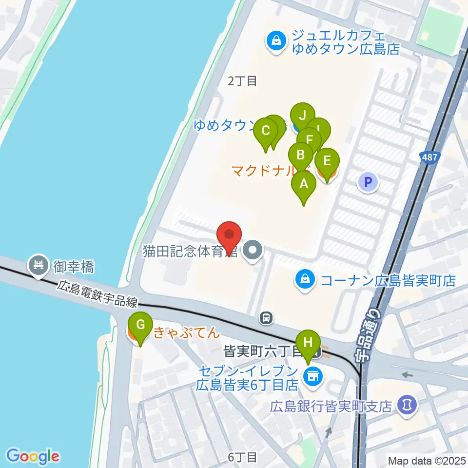猫田記念体育館周辺のファミレス・ファーストフード一覧地図