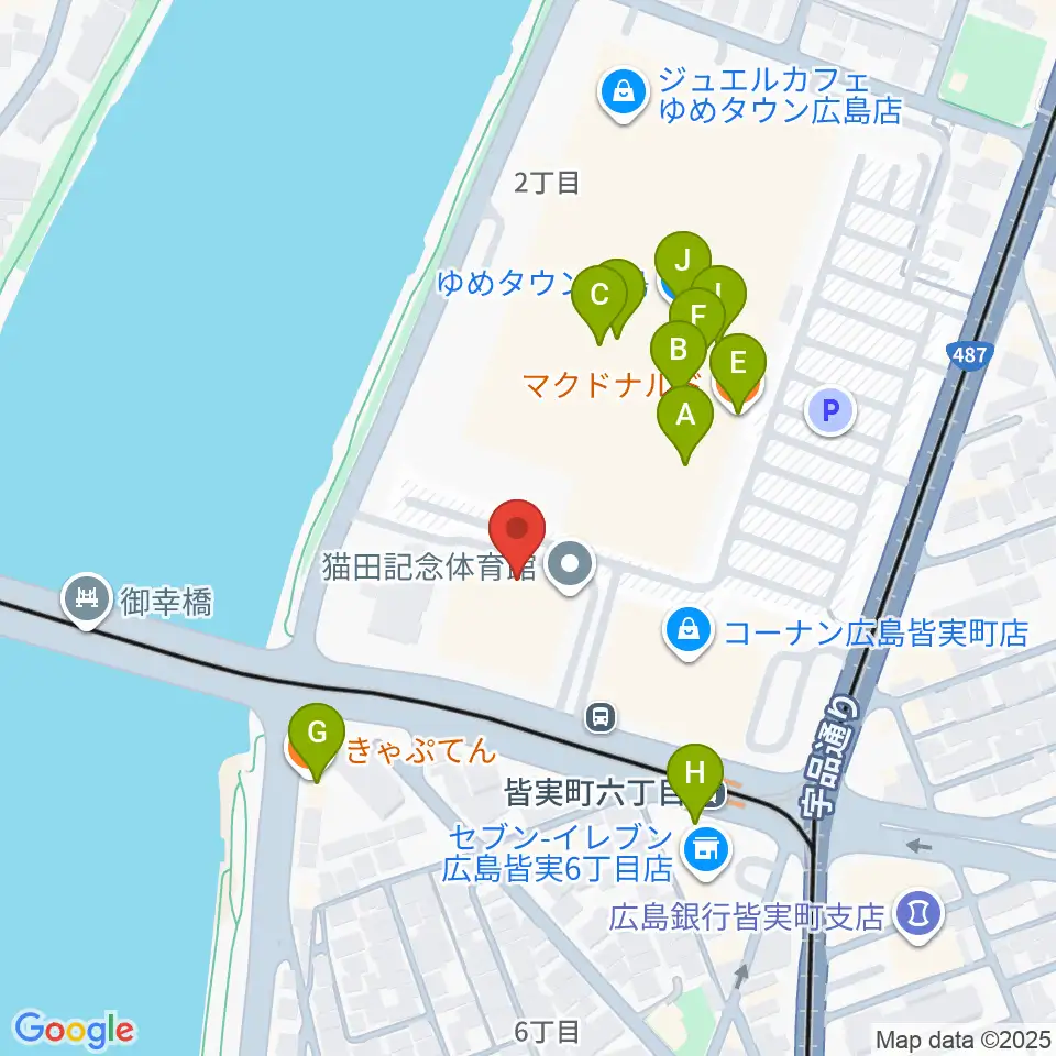 猫田記念体育館周辺のファミレス・ファーストフード一覧地図