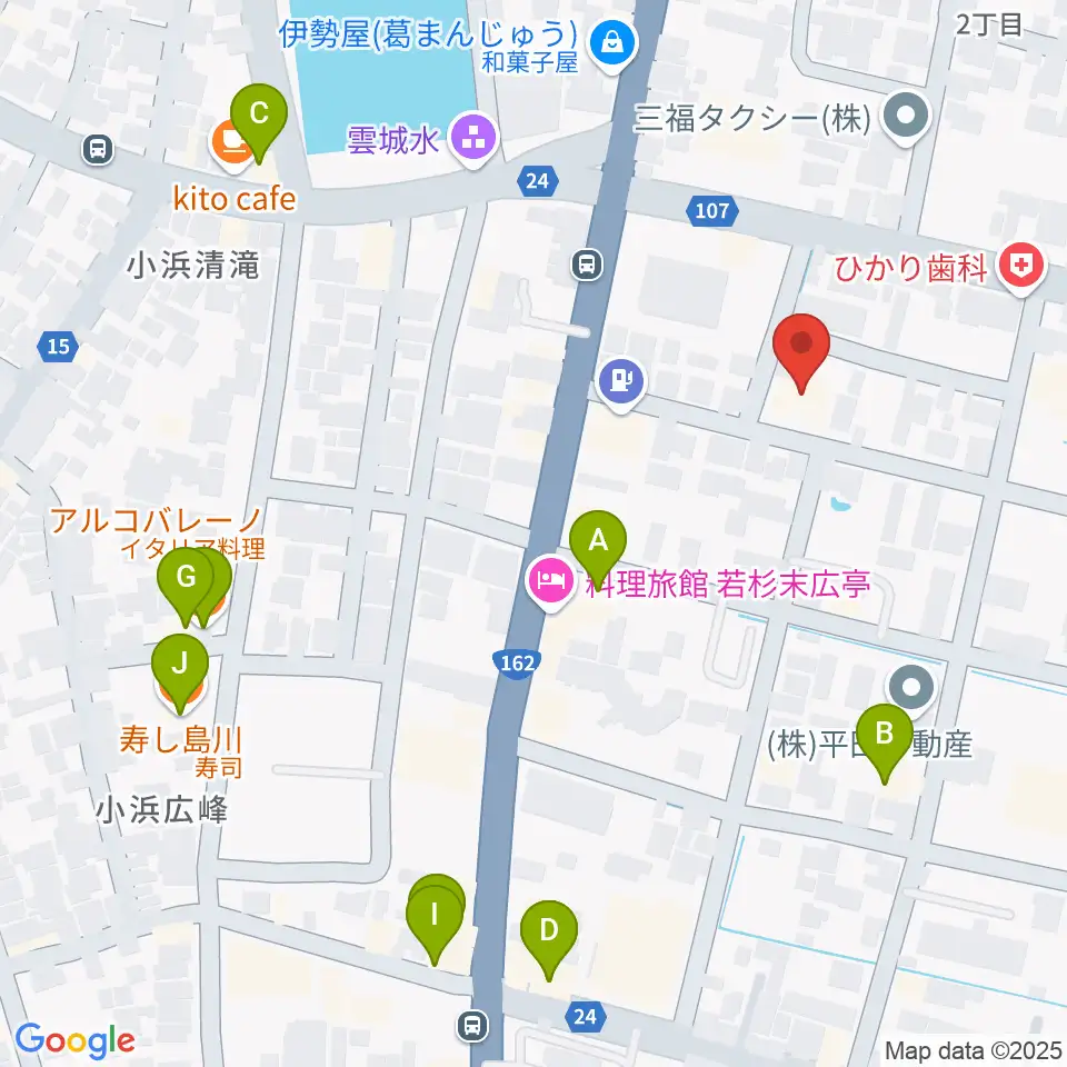 山川登美子記念館周辺のファミレス・ファーストフード一覧地図