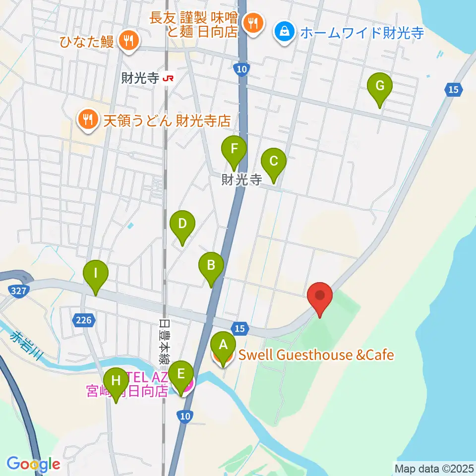 メディキットスタジアム周辺のファミレス・ファーストフード一覧地図