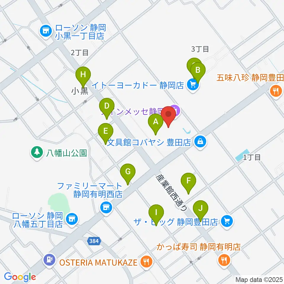 ツインメッセ静岡周辺のファミレス・ファーストフード一覧地図