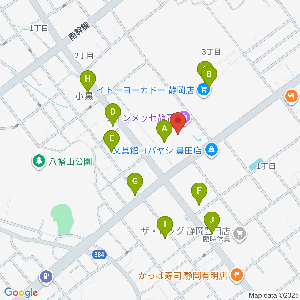 ツインメッセ静岡周辺のファミレス・ファーストフード一覧地図