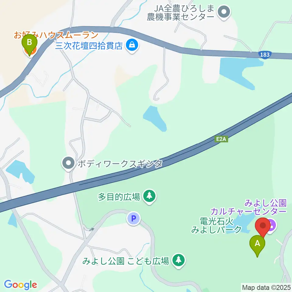 電光石火みよしパーク周辺のファミレス・ファーストフード一覧地図