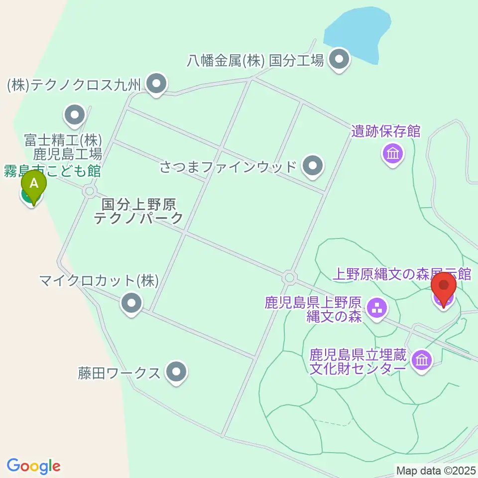 鹿児島県上野原縄文の森周辺のファミレス・ファーストフード一覧地図