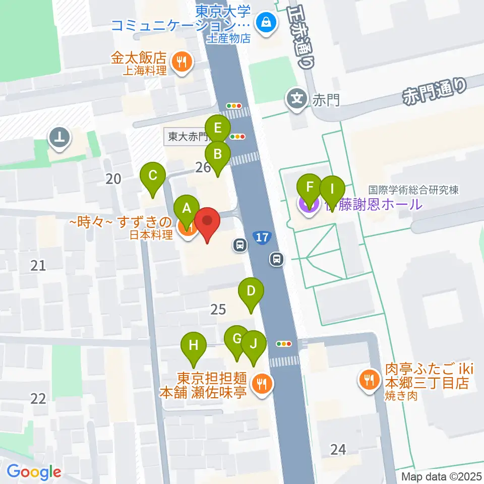 文京HEADPOWER周辺のファミレス・ファーストフード一覧地図