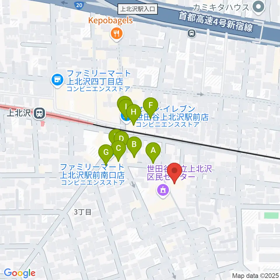 賀川豊彦記念松沢資料館周辺のファミレス・ファーストフード一覧地図