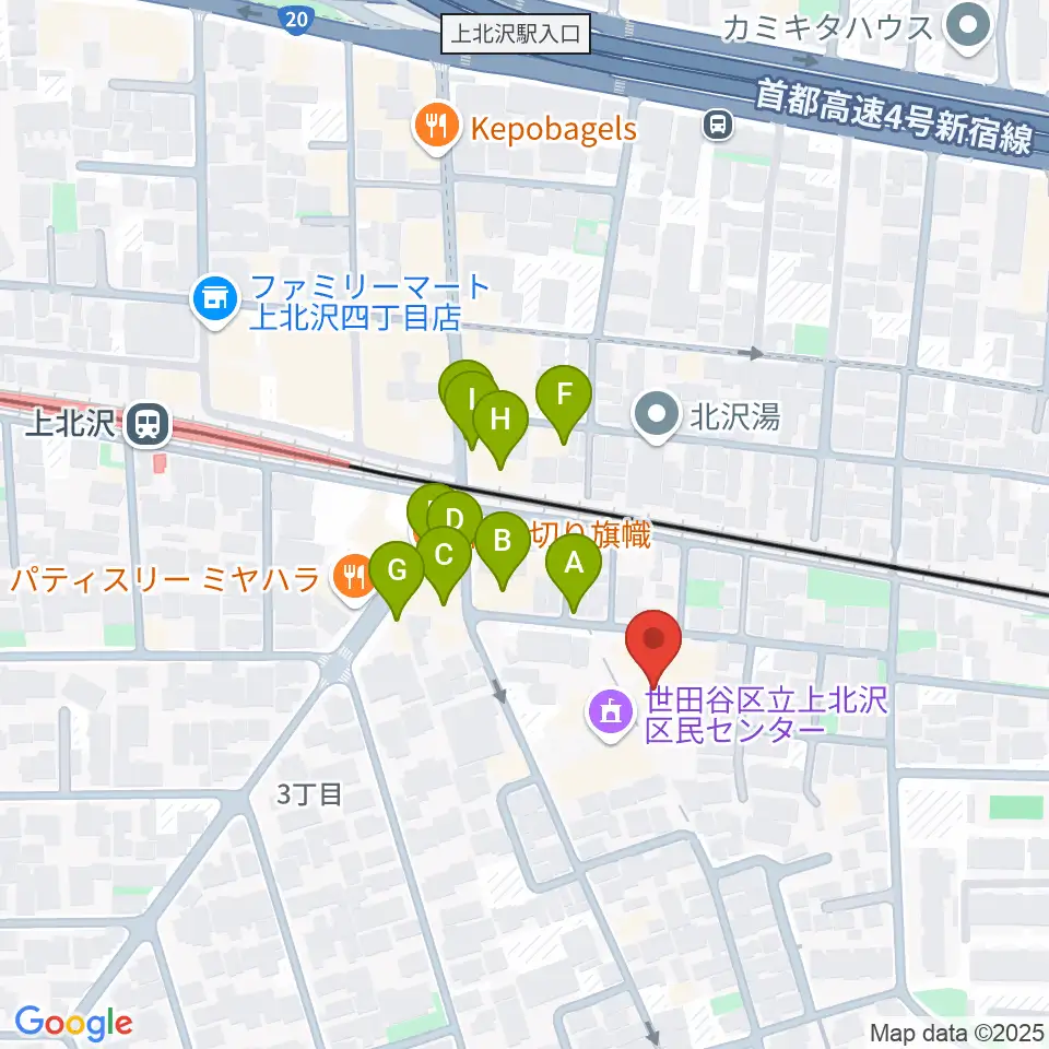 賀川豊彦記念松沢資料館周辺のファミレス・ファーストフード一覧地図