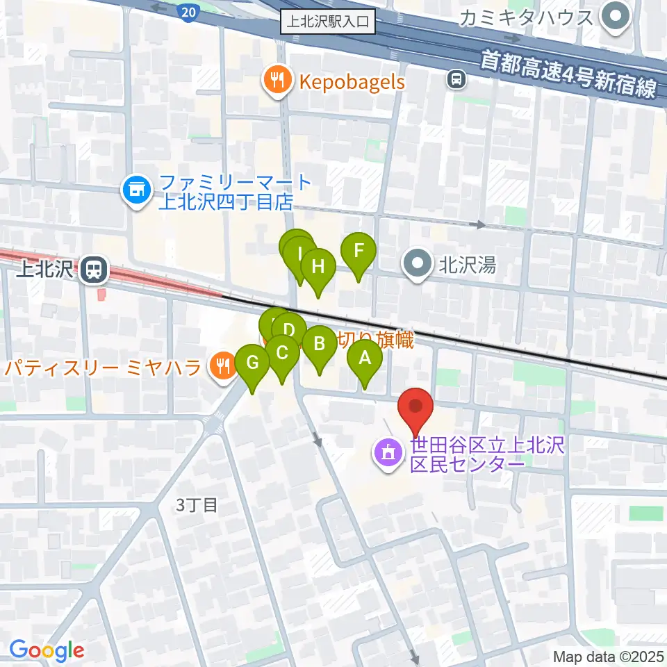 賀川豊彦記念松沢資料館周辺のファミレス・ファーストフード一覧地図