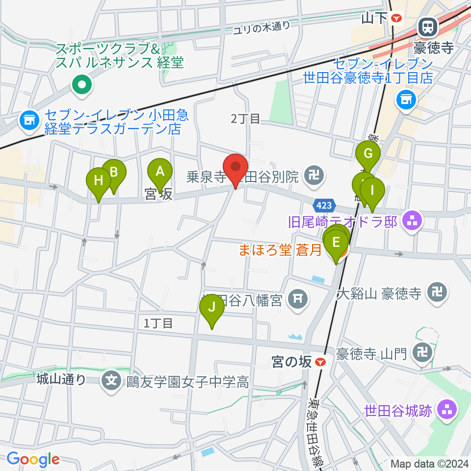 スタジオスリンキー周辺のファミレス・ファーストフード一覧地図