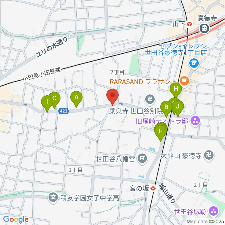 スタジオスリンキー周辺のファミレス・ファーストフード一覧地図