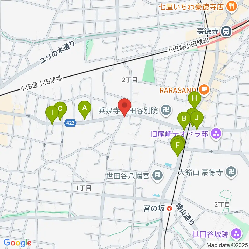 スタジオスリンキー周辺のファミレス・ファーストフード一覧地図