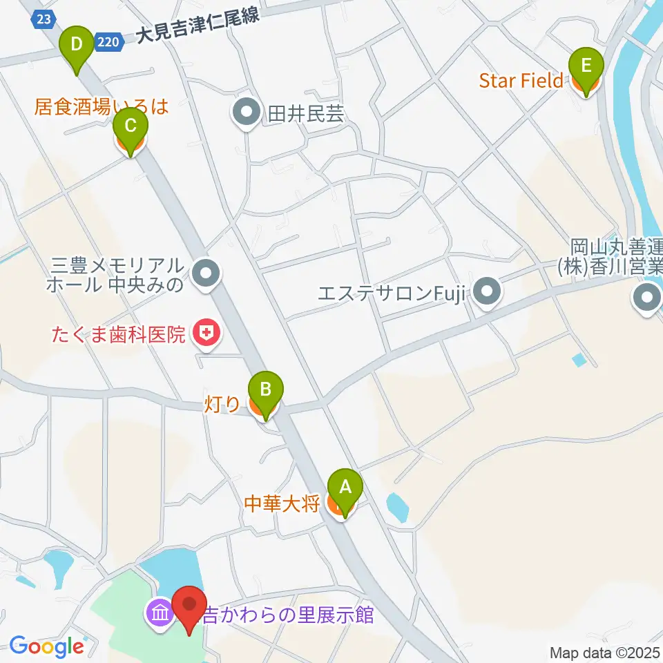 宗吉かわらの里展示館周辺のファミレス・ファーストフード一覧地図