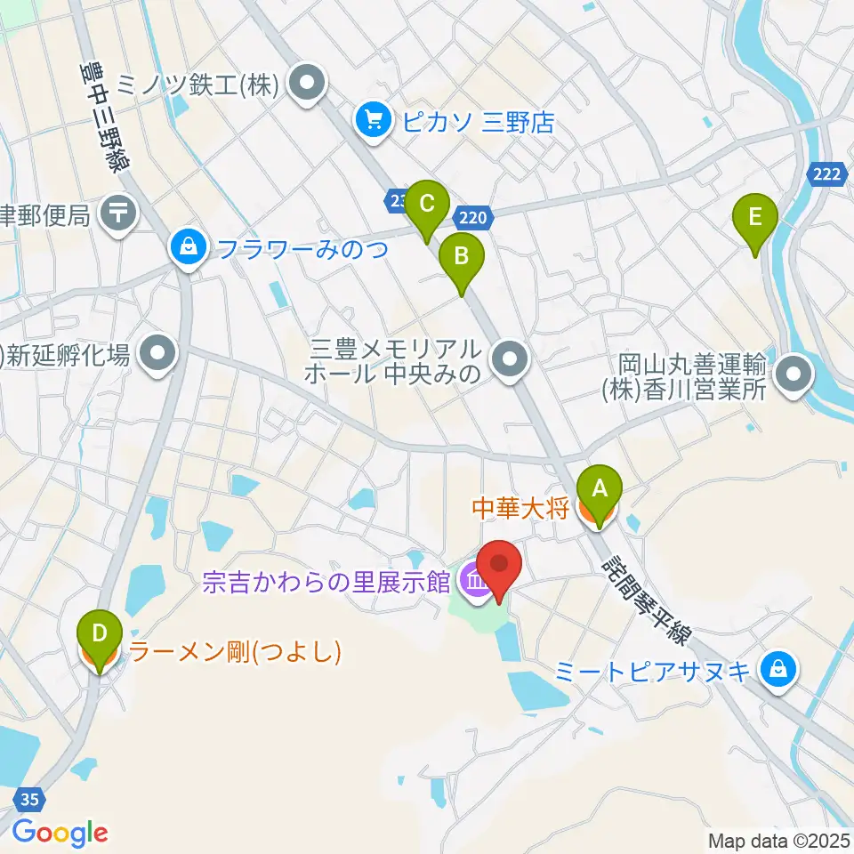 宗吉かわらの里展示館周辺のファミレス・ファーストフード一覧地図