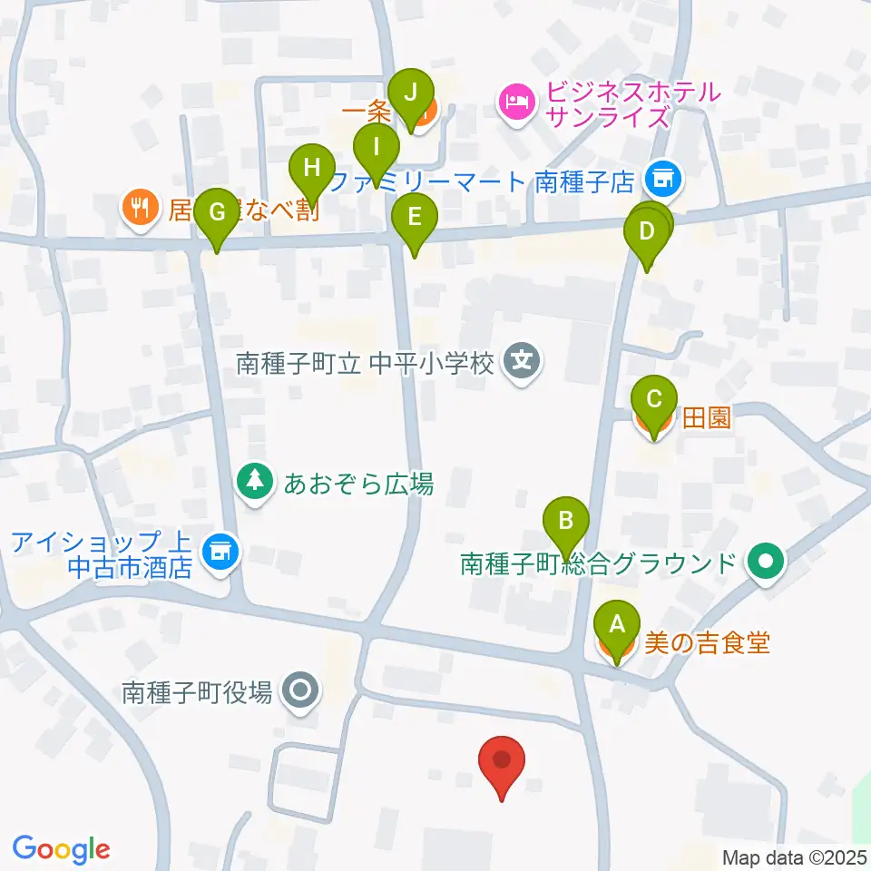 南種子町郷土館周辺のファミレス・ファーストフード一覧地図