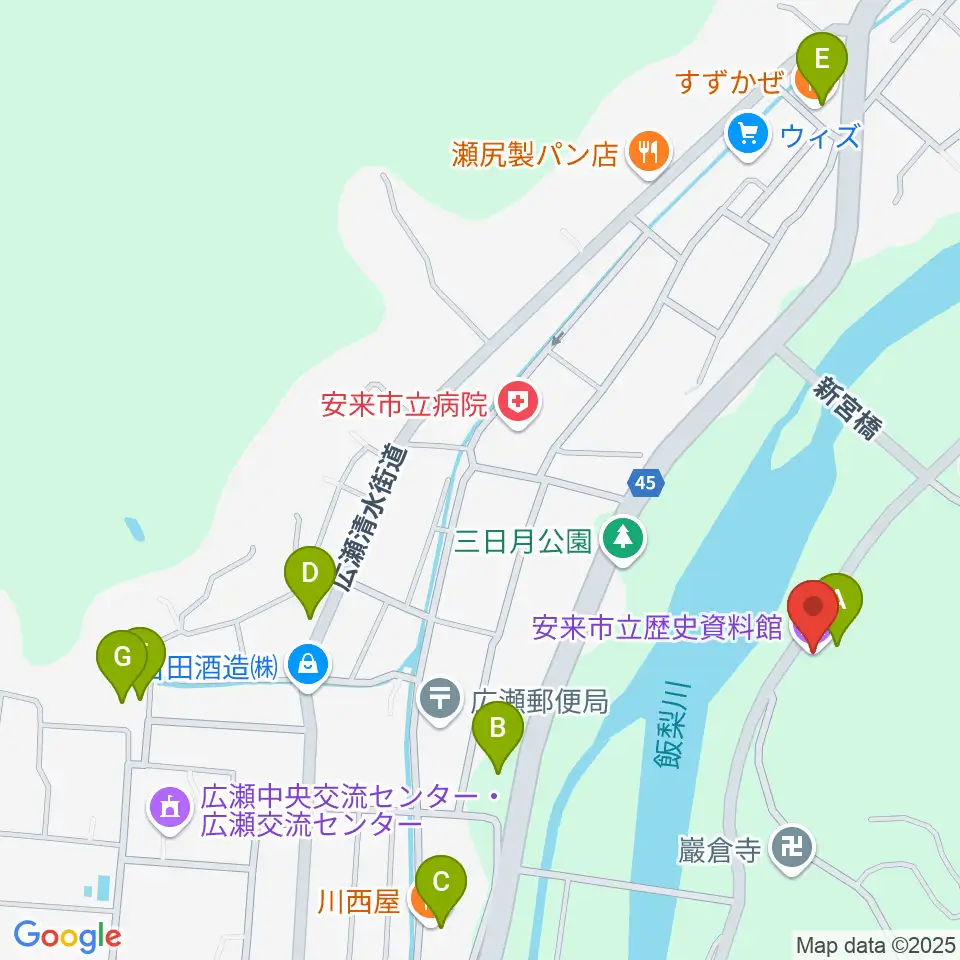 安来市立歴史資料館周辺のファミレス・ファーストフード一覧地図