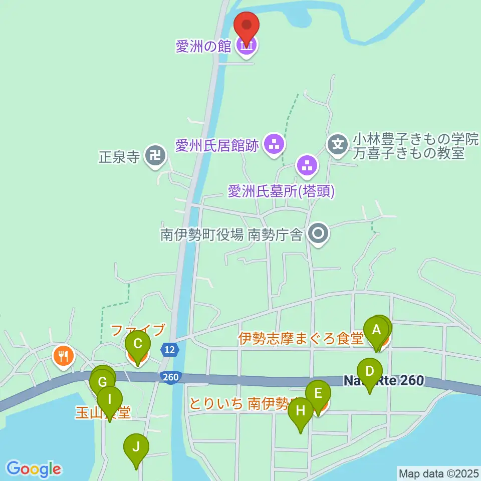 愛洲の館周辺のファミレス・ファーストフード一覧地図