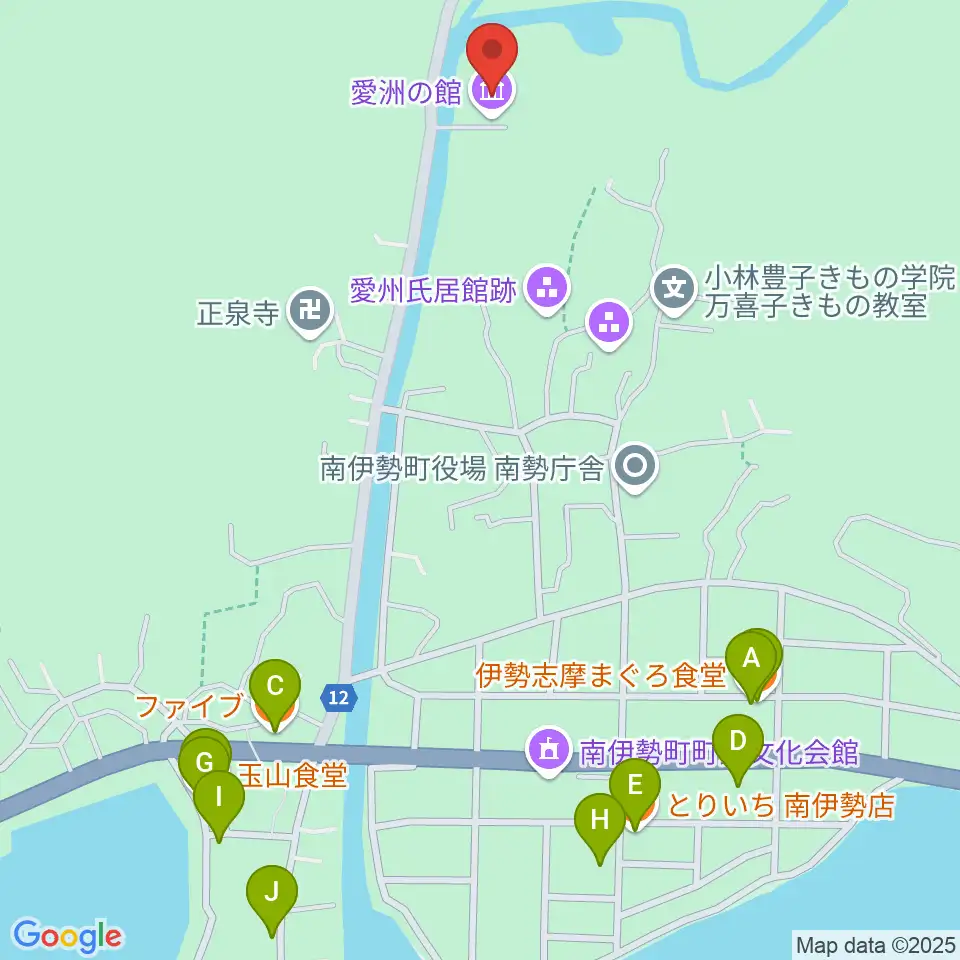 愛洲の館周辺のファミレス・ファーストフード一覧地図