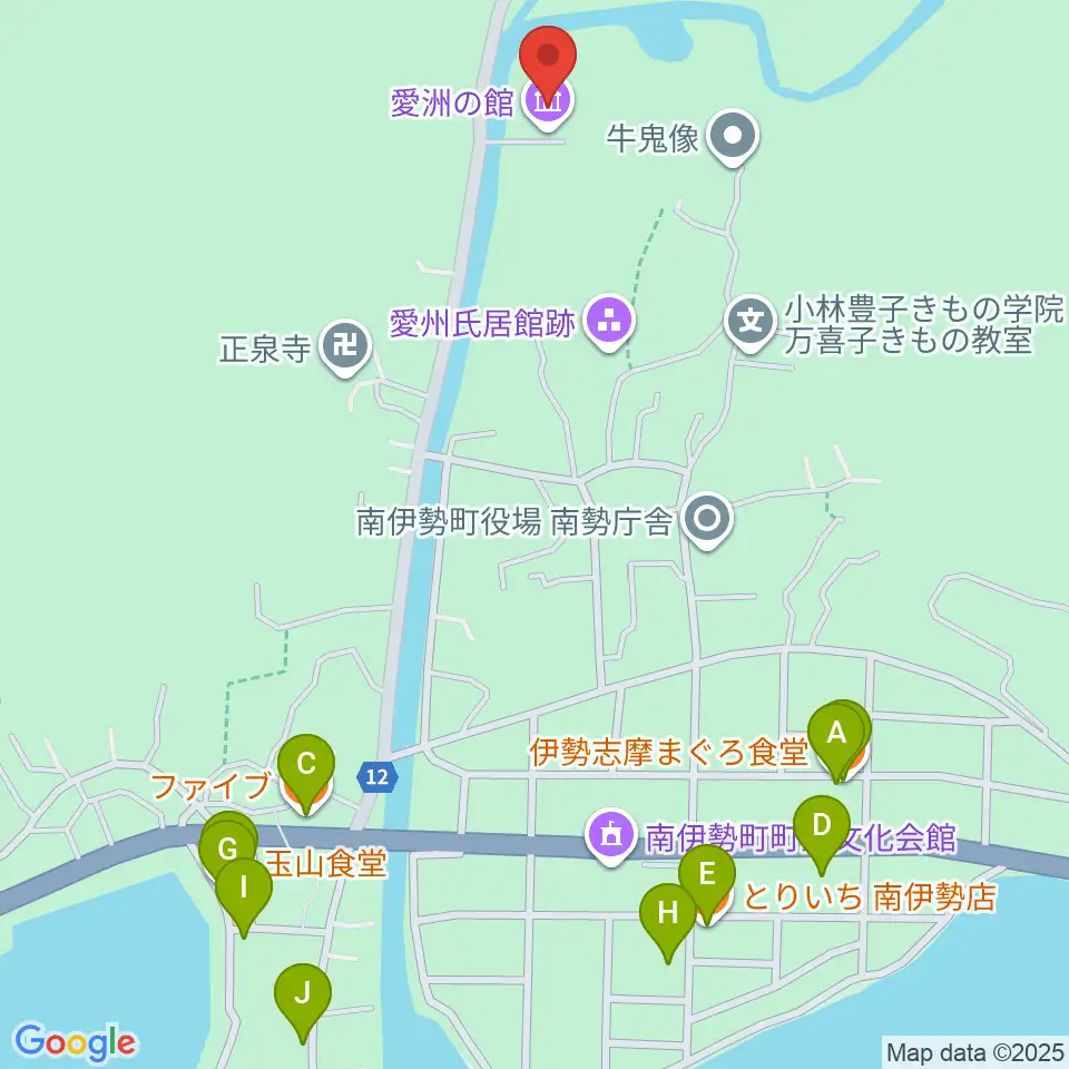 愛洲の館周辺のファミレス・ファーストフード一覧地図