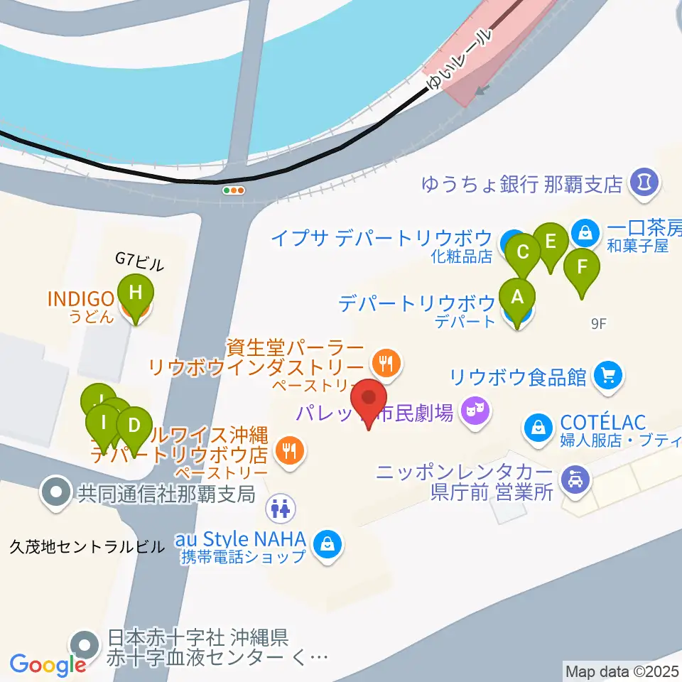 那覇市歴史博物館周辺のファミレス・ファーストフード一覧地図
