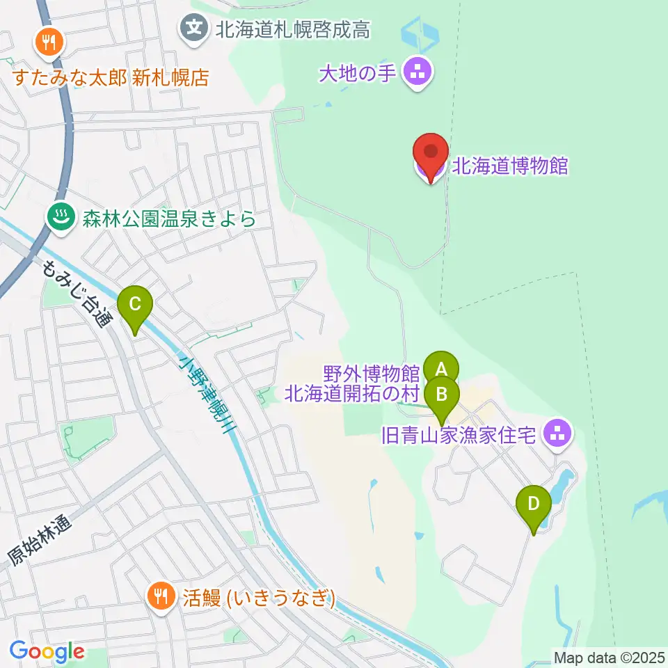 北海道博物館周辺のファミレス・ファーストフード一覧地図
