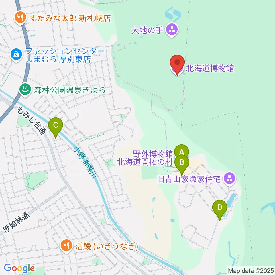 北海道博物館周辺のファミレス・ファーストフード一覧地図