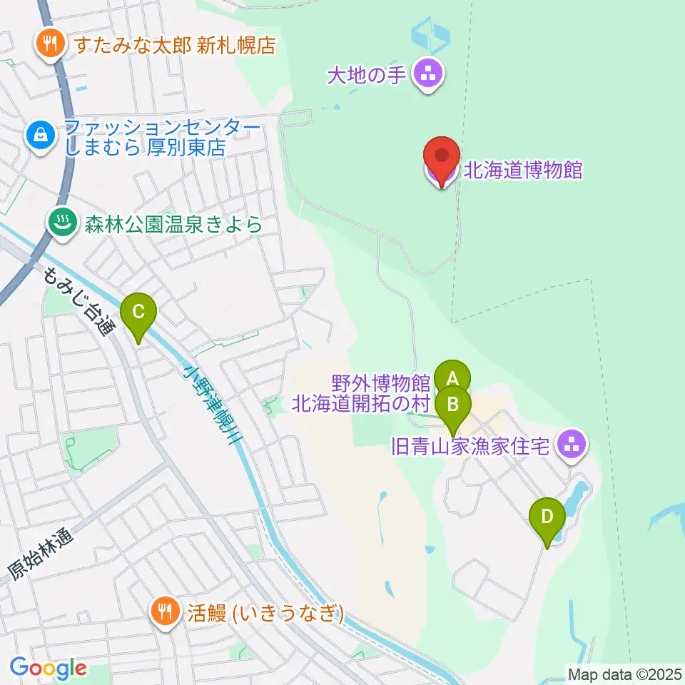 北海道博物館周辺のファミレス・ファーストフード一覧地図