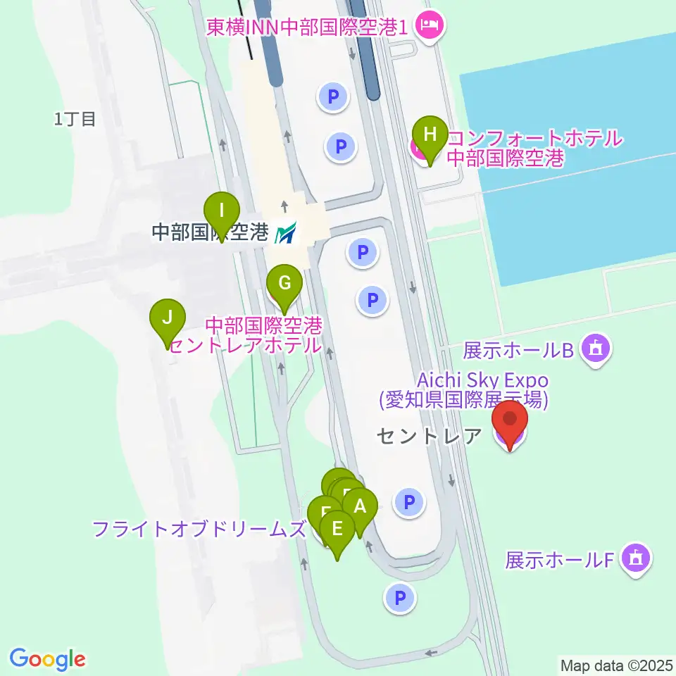 Aichi Sky Expo周辺のファミレス・ファーストフード一覧地図