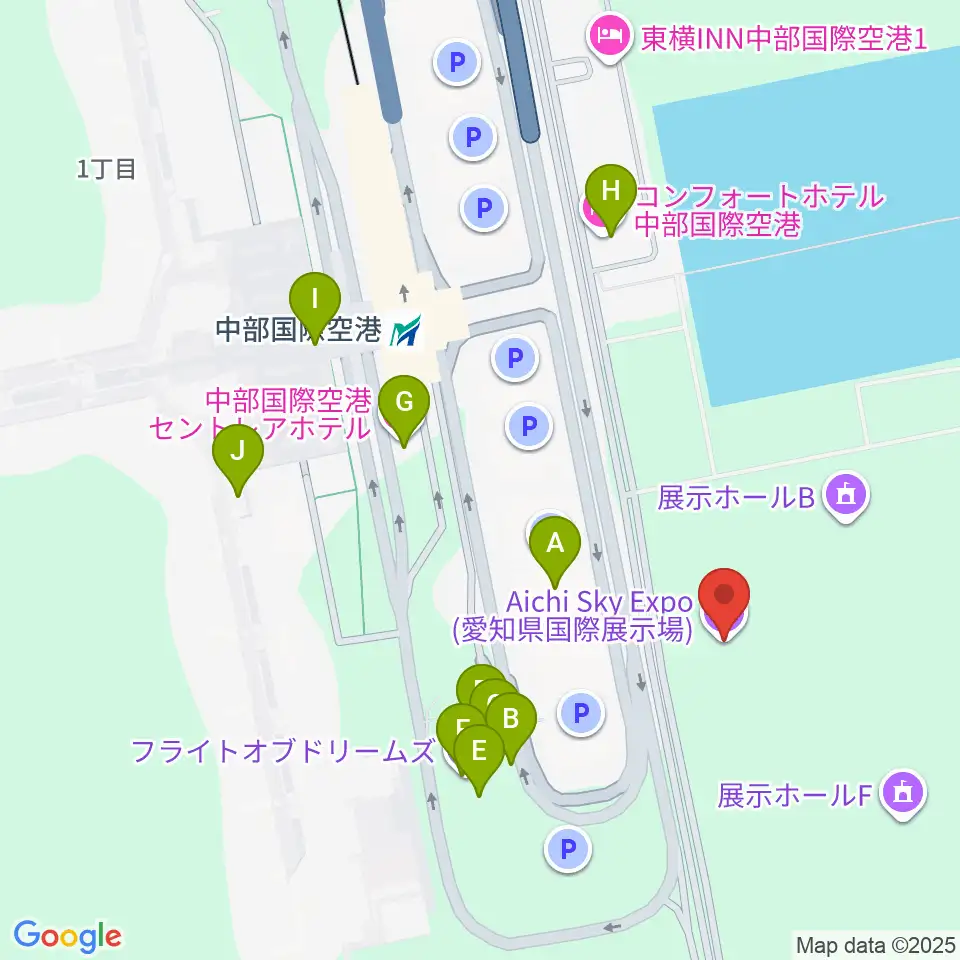 Aichi Sky Expo周辺のファミレス・ファーストフード一覧地図
